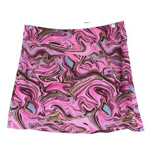 Jamie Sadock Golf Skort Skirt‎ Size 12 Pink Marbled Whirl Pull On Pickleball